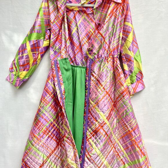 VTG VAN RAALTE 60s TO 70S Quilted‎ House Coat Robe Dressing Gown Sz 8 - Picture 6 of 11